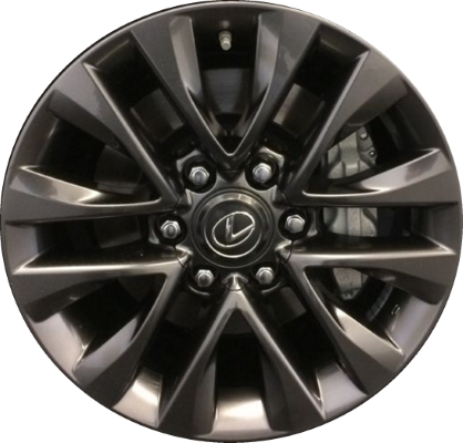 Lexus GX460 2013-2023 powder coat charcoal 18x7.5 aluminum wheels or rims. Hollander part number ALY74297U30, OEM part number 42611-60E60, 42611-60E70.