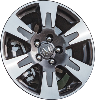 Honda Ridgeline 2017-2019 charcoal machined 18x8 aluminum wheels or rims. Hollander part number ALY64105U30, OEM part number 42700T6ZA01.
