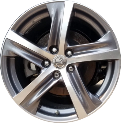 Lexus IS Turbo 2017, IS300 2017-2020, IS350 2017-2020 charcoal machined 18x8 aluminum wheels or rims. Hollander part number 74355U/74364, OEM part number 4261153540, 4261153530.