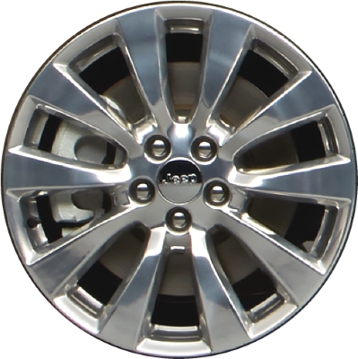 Jeep Cherokee 2016-2018 polished 18x7 aluminum wheels or rims. Hollander part number ALY9161, OEM part number 5ZV01AAAAA.