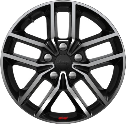 Jeep Grand Cherokee 2017-2021 black machined 18x8 aluminum wheels or rims. Hollander part number ALY9164U91HH, OEM part number 5XK991XFAA, 6XJ072XFAA.