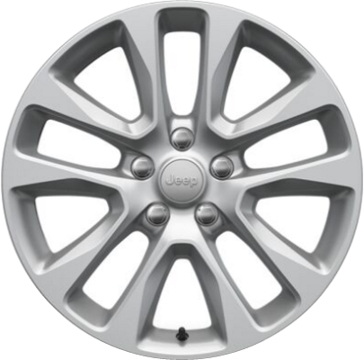 Jeep Grand Cherokee 2017 powder coat silver 20x8 aluminum wheels or rims. Hollander part number ALY9168U20HH, OEM part number 5XL06XZAAA.