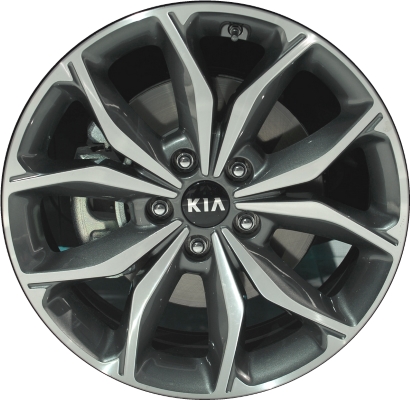KIA Forte 2017-2018 charcoal machined 18x7.5 aluminum wheels or rims. Hollander part number ALY74745, OEM part number 52910A7DA0.