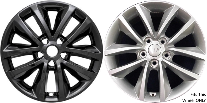 KIA Sorento 2016-2018 Black, 10 Spoke, Plastic Hubcaps, Wheel Covers, Wheel Skins, Imposters. ONLY Fits 17 Inch Alloy Wheel Pictured. Part Number IMP-399BLK/7466GB.