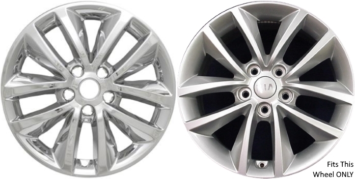 KIA Sorento 2016-2018 Chrome, 10 Spoke, Plastic Hubcaps, Wheel Covers, Wheel Skins, Imposters. ONLY Fits 17 Inch Alloy Wheel Pictured. Part Number IMP-399X/7466PC.