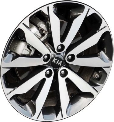 KIA Sportage 2017-2019 black machined 18x7 aluminum wheels or rims. Hollander part number ALY74749U45, OEM part number 52910D9310, 52910D9300.