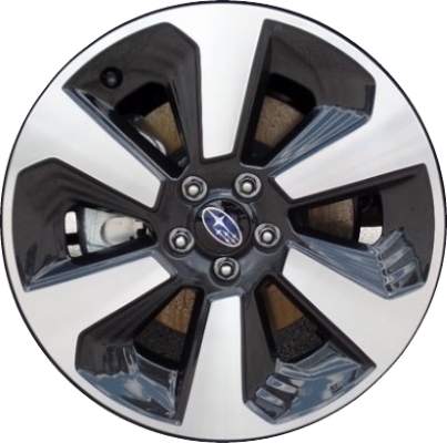 Subaru Forester 2017-2018 black machined 17x7 aluminum wheels or rims. Hollander part number ALY68839, OEM part number 28111SG120.
