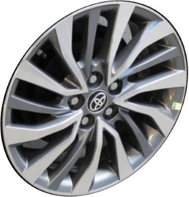Toyota Corolla 2017-2019 silver or grey machined 16x6.5 aluminum wheels or rims. Hollander part number ALY75207U, OEM part number ALY75207 Toyota Corolla Wheels Machined Rims 4261102M90