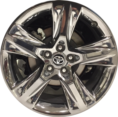Toyota Highlander 2017-2019 dark chrome clad 19x7.5 aluminum wheels or rims. Hollander part number ALY75163, OEM part number 4260D0E020.