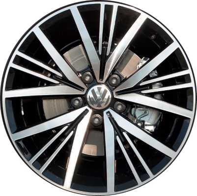 Volkswagen Beetle 2017-2019 black machined 17x7 aluminum wheels or rims. Hollander part number ALY70020, OEM part number 5C0601025BQFZZ.