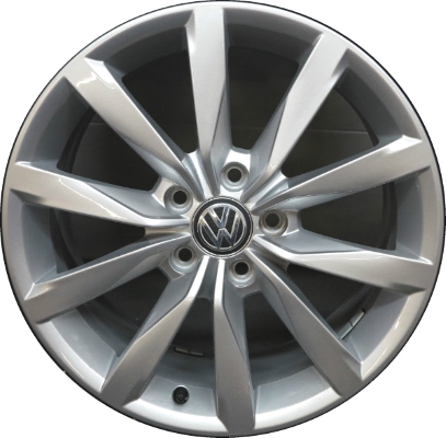 Volkswagen Golf 2016-2018 powder coat silver 17x7 aluminum wheels or rims. Hollander part number ALY97713/170186, OEM part number 5G0601025CH