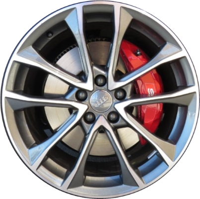 Audi S4 2018-2019 grey machined 19x8.5 aluminum wheels or rims. Hollander part number ALY59033, OEM part number 8W0601025BF.