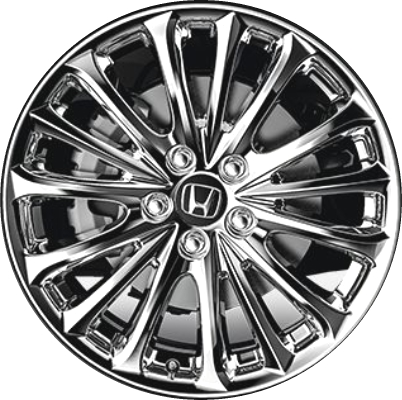 Honda Odyssey 2018-2022 chrome 19x7.5 aluminum wheels or rims. Hollander part number ALY63140, OEM part number 08W19-THR-101, 08W19-THR-100.