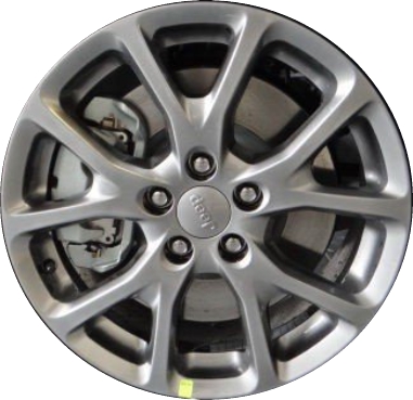 Jeep Cherokee 2018 powder coat smoked hyper 17x7 aluminum wheels or rims. Hollander part number ALY9130U78/9177, OEM part number Not Yet Known.