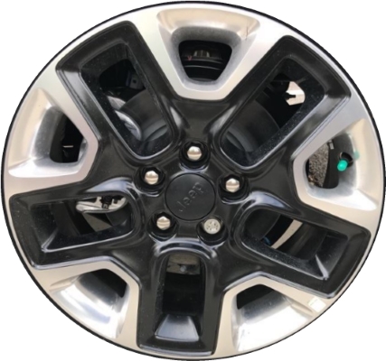 Jeep Compass 2018 black polished 17x6.5 aluminum wheels or rims. Hollander part number ALY9187U90HH, OEM part number Not Yet Known.