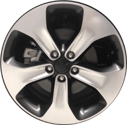 Jeep Compass 2018-2020 black polished 18x7 aluminum wheels or rims. Hollander part number ALY9190U90.POL, OEM part number 5VC271XFAA.