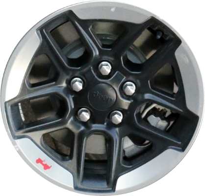 Jeep Wrangler 2019-2022, Wrangler JL 2018 black polished 17x7.5 aluminum wheels or rims. Hollander part number 9219, OEM part number 6BZ401XFAA, 6BZ403XFAA.