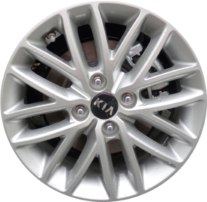 KIA Rio 2018-2020 powder coat silver 15x5.5 aluminum wheels or rims. Hollander part number ALY74776, OEM part number 52910H9201.