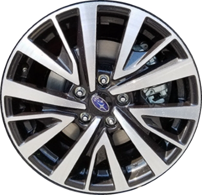 Subaru Legacy 2018-2019 black machined 17x7.5 aluminum wheels or rims. Hollander part number ALY68860, OEM part number 28111AL17A.