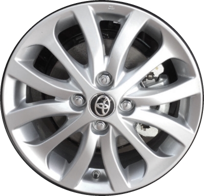 Toyota Yaris 2018 powder coat silver 15x5.5 aluminum wheels or rims. Hollander part number ALY75226, OEM part number 426110DG60.