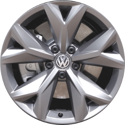 Volkswagen Atlas 2018-2020 powder coat silver 18x8 aluminum wheels or rims. Hollander part number ALY70028, OEM part number 3QF601025L8Z8.