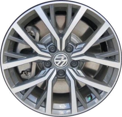 Volkswagen Tiguan 2018-2021 charcoal machined 17x7 aluminum wheels or rims. Hollander part number ALY70037U30, OEM part number 5NN601025KNQ9.