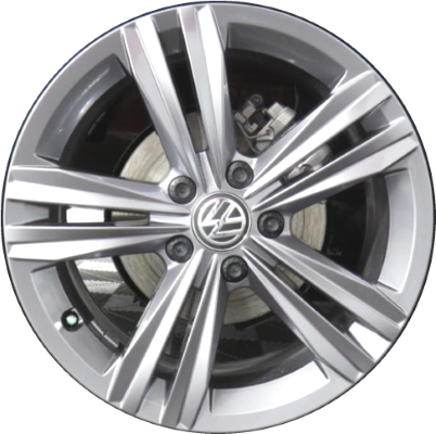 Volkswagen Tiguan 2018-2024 powder coat silver 18x7 aluminum wheels or rims. Hollander part number ALY96437U20, OEM part number 5NA071498Z49.