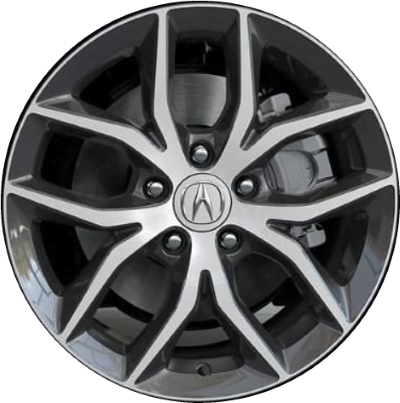 Acura ILX 2019-2022 dark grey machined 17x7 aluminum wheels or rims. Hollander part number ALY71860U30, OEM part number 42800-T3R-A72.