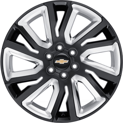 Chevrolet Silverado 1500 2019-2022, Suburban 2021, Tahoe 2021, GMC Sierra 1500 2019-2022, Yukon 2021 powder coat black 22x9 aluminum wheels or rims. Hollander part number 5901U45, OEM part number 84253949.