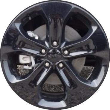 Jeep Compass 2018-2021 powder coat black 18x7 aluminum wheels or rims. Hollander part number ALY9190A45/9208, OEM part number 5VC27DX8AA.