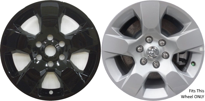 Dodge Ram 1500 2019-2025 Black, 5 Spoke, Plastic Hubcaps, Wheel Covers, Wheel Skins, Imposters. ONLY Fits 18 Inch Alloy Wheel Pictured. Part Number IMP-435BLK/8237GB.