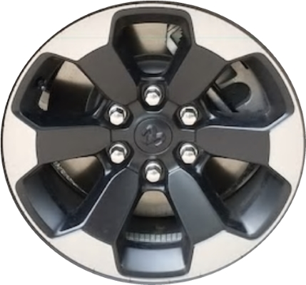 Dodge Ram 1500 2019-2024 black polished 18x8 aluminum wheels or rims. Hollander part number ALY2671U90, OEM part number 5YD441XWAA, 4755534AA.