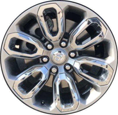 Dodge Ram 1500 2019-2024 powder coat grey 20x9 aluminum wheels or rims. Hollander part number ALY2677, OEM part number 5YD581D5AA.