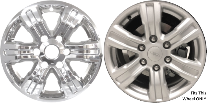 Ford Ranger 2019-2024 Chrome, 6 Spoke, Plastic Hubcaps, Wheel Covers, Wheel Skins, Imposters. ONLY Fits 17 Inch Alloy Wheel Pictured. Part Number IMP-439X/7966PC.