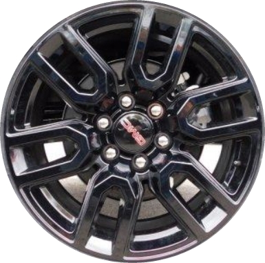 GMC Sierra 1500 2019-2025 powder coat black 20x9 aluminum wheels or rims. Hollander part number ALY5914U45/5918, OEM part number 23376226.