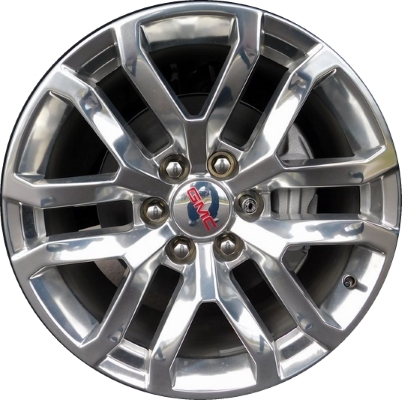 GMC Sierra 1500 2019-2024, Yukon 2021-2024 polished 20x9 aluminum wheels or rims. Hollander part number 5924, OEM part number 84570310.