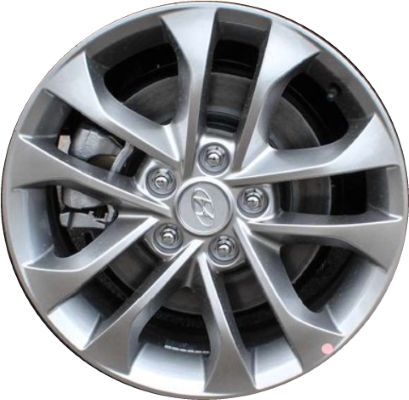 Hyundai Santa Fe 2019-2020 powder coat silver 17x7 aluminum wheels or rims. Hollander part number ALY70946U, OEM part number 52910S2110, 52910S2100.