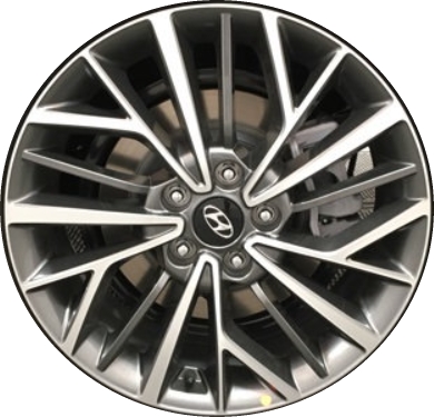 Hyundai Tucson 2019-2021 charcoal machined 18x7 aluminum wheels or rims. Hollander part number ALY70950U, OEM part number 52910D3350, 52910D3340.
