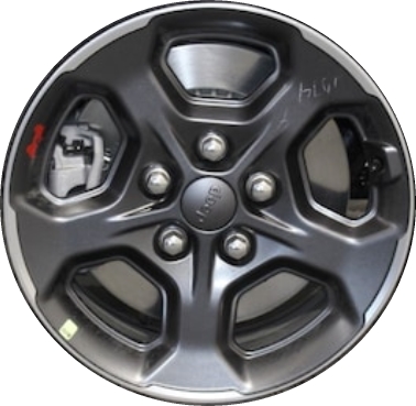 Jeep Gladiator 2020-2023 powder coat charcoal w/ polished lip 17x7.5 aluminum wheels or rims. Hollander part number ALY9236U90, OEM part number 6KC871A7AA.