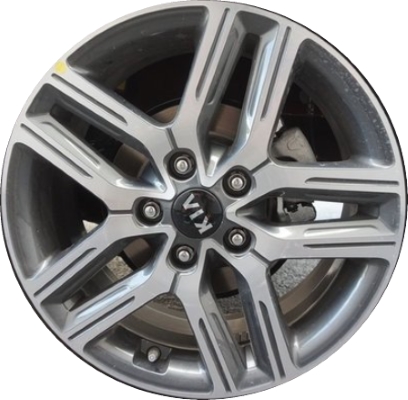 KIA Forte 2019-2021 grey machined 17x7 aluminum wheels or rims. Hollander part number ALY74780U30, OEM part number 52910-M7400.