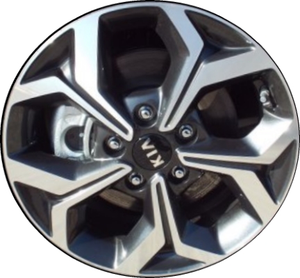 KIA Forte 2019-2021 charcoal machined 16x6.5 aluminum wheels or rims. Hollander part number ALY74779, OEM part number 52910-M7300.