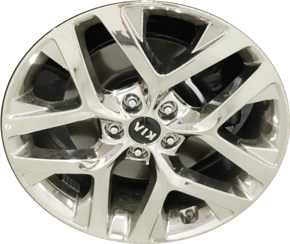 KIA Sorento 2019 chrome 19x7.5 aluminum wheels or rims. Hollander part number ALY74785U, OEM part number 52910C6710, 52910C6700.