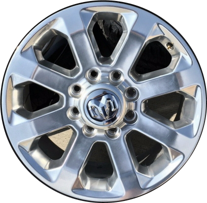 Dodge Ram 2500 2019-2025, Ram 3500 SRW 2019-2025 polished 20x8 aluminum wheels or rims. Hollander part number 2700, OEM part number 6MH99AAAAA.