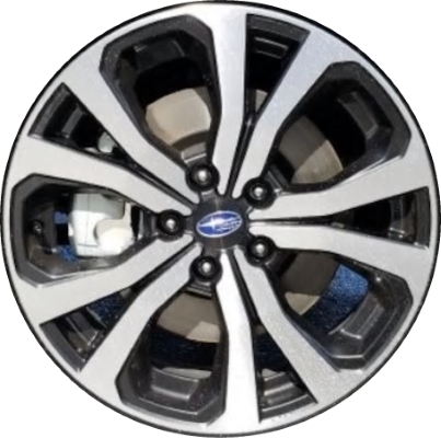 Subaru Forester 2019-2024 black machined 18x7.5 aluminum wheels or rims. Hollander part number ALY68869U45, OEM part number 28111SJ040.
