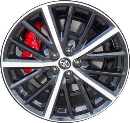 Toyota 86 2019-2020 black machined 18x7 aluminum wheels or rims. Hollander part number ALY75230, OEM part number SU00307988.