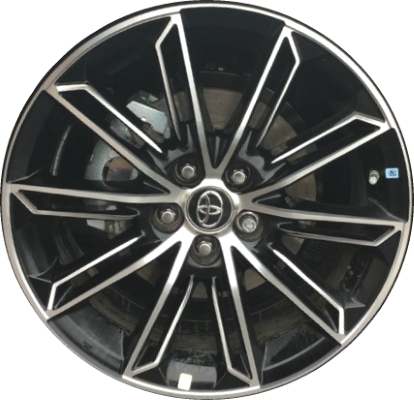 Toyota Avalon 2019-2022 black machined 19x8 aluminum wheels or rims. Hollander part number ALY75234U45HH, OEM part number 4261107160.