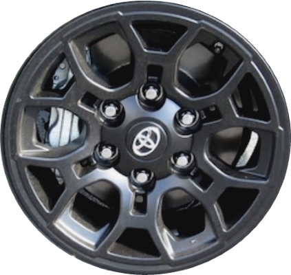 Toyota Tacoma 2016-2023 powder coat black 16x7 aluminum wheels or rims. Hollander part number 75191A, OEM part number PT9463516002.