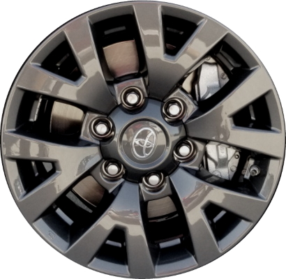 Toyota Tacoma 2020-2023 powder coat charcoal 16x7 aluminum wheels or rims. Hollander part number ALY75190U35, OEM part number 4261104230, 4261104231 .