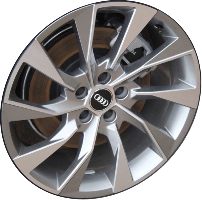 Audi A4 2020-2022 grey machined 19x8.5 aluminum wheels or rims. Hollander part number ALY59127, OEM part number 8W0601025EL.