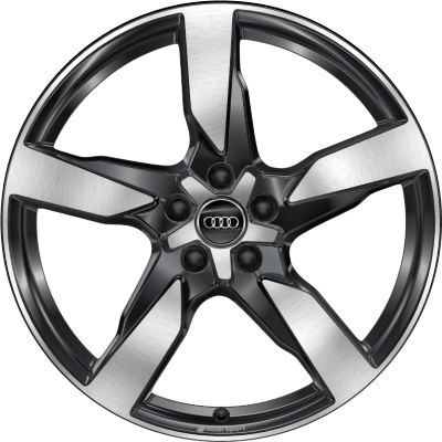 Audi A6 2020-2022 black machined 20x8.5 aluminum wheels or rims. Hollander part number ALY12044/95184, OEM part number 4K0-601-025-AD.